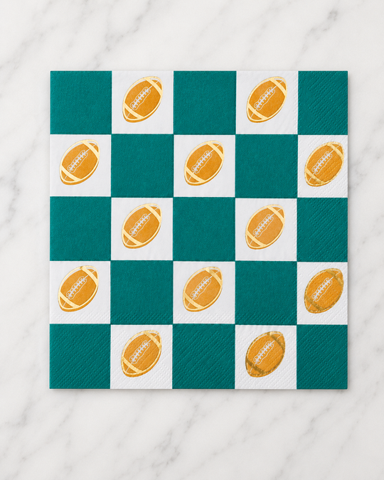 Bonjour Fête - Fotball & Green Checker Large Napkins - pack of 20