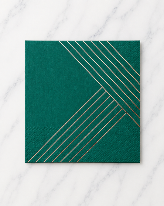 Harlow & Grey - Dark Green & Rose Gold Cocktail Napkins - pack of 20