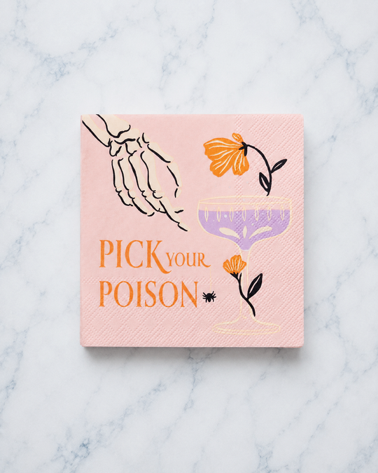 Bonjour Fête - Floral Skulls Halloween Cocktail Napkins - Pack of 20