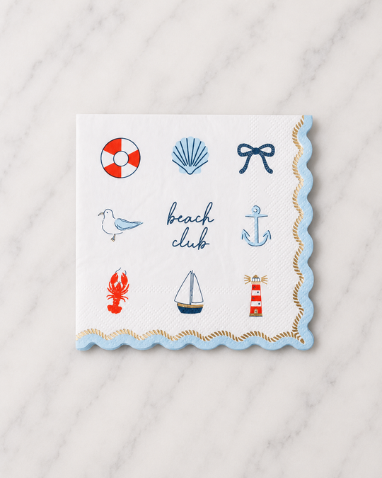 Bonjour Fête - Set Sail Beach Club Cocktail Napkins - Pack of 20