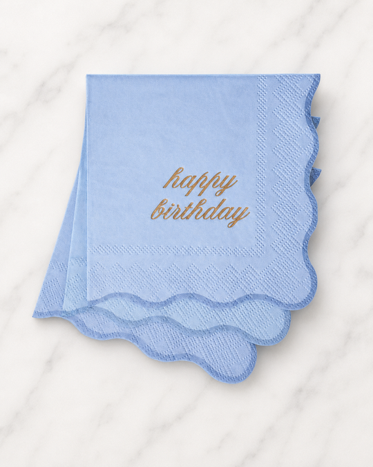 Harlow & Grey - Happy Birthday Cocktail Napkins - Blue & Gold - pack of 20