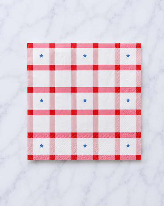 Bonjour Fête - Red Gingham 4th of July Large Napkins - pack of 20