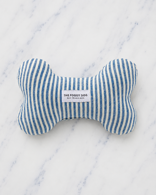 The Foggy Dog - Lake Blue Stripe Dog Bone Squeaky Toy
