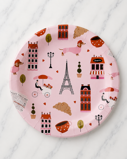 Spaghetti & Meatballs - Paper Plates - Paris Valentine's Day Design