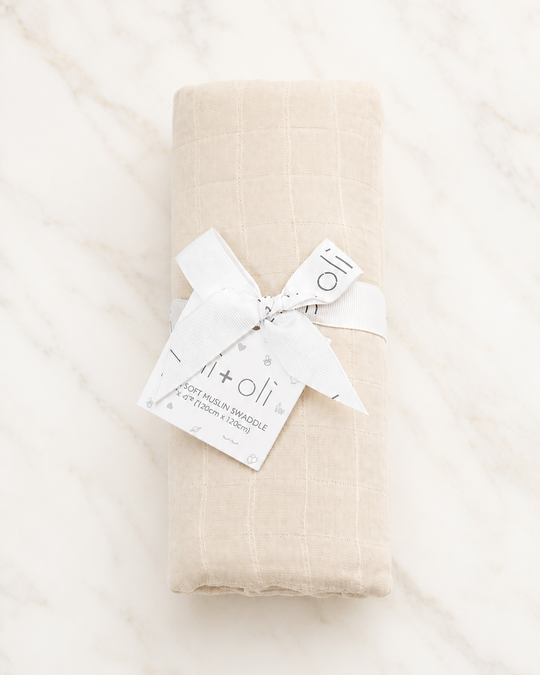 Ali+Oli - Bamboo Muslin Swaddle Blanket (Vanilla Cream)