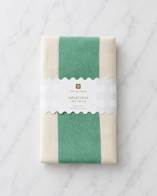 Talking Tables - Green Stripe Cotton XL Tablecloth