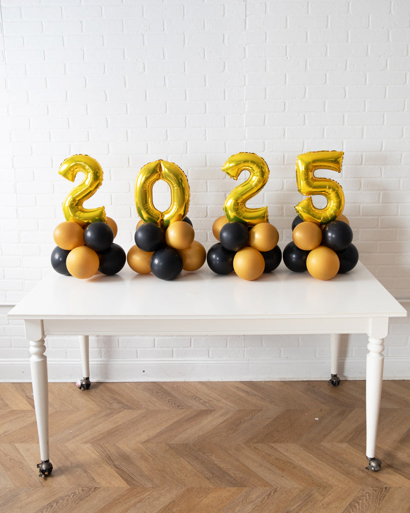 New Year's Eve - 2025 Tabletop Foil on Balloon Base - 1.5ft