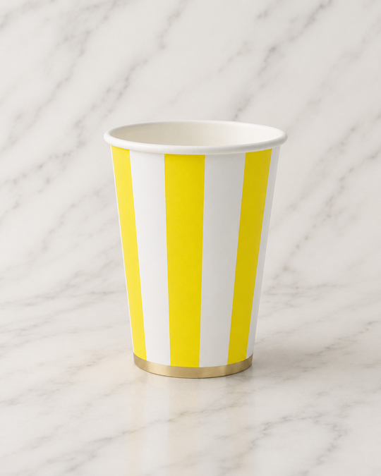 Bonjour Fête - Soleil Yellow Cabana Stripe Cups - pack of 8