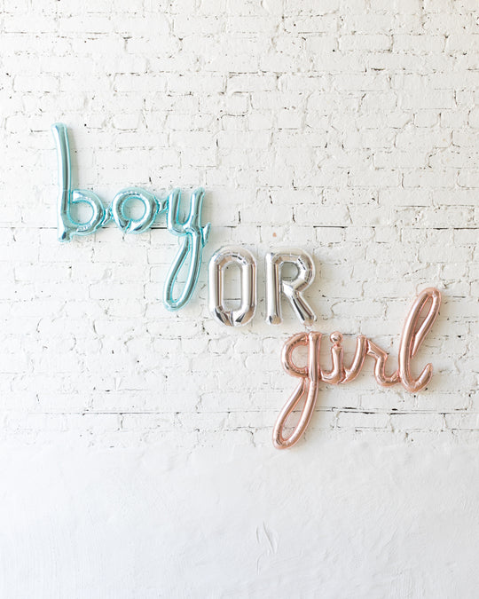 Gender Reveal - BOY OR GIRL Foil Scripts and Letters Set