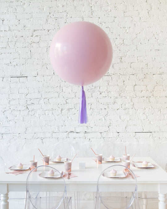 Mauve Giant Balloon and Lavender Skirt Centerpiece