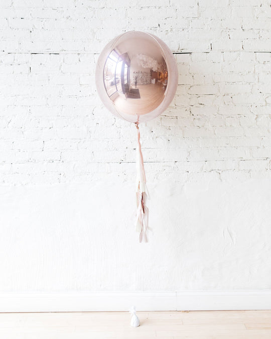 Large Rose Gold Round Orb with Half Tassel