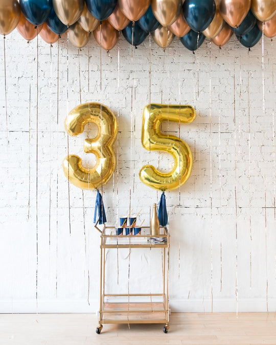 Midnight Copper - Custom Foil Numbers & Ceiling balloon set