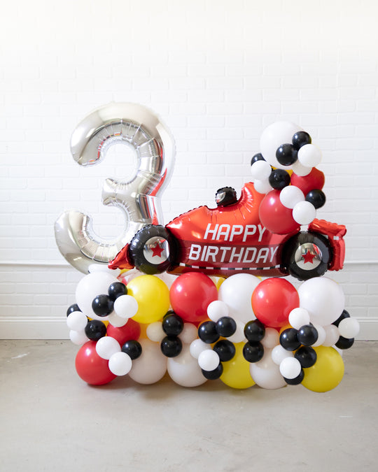 Racecar - Number Balloon Pedestal - 4ft