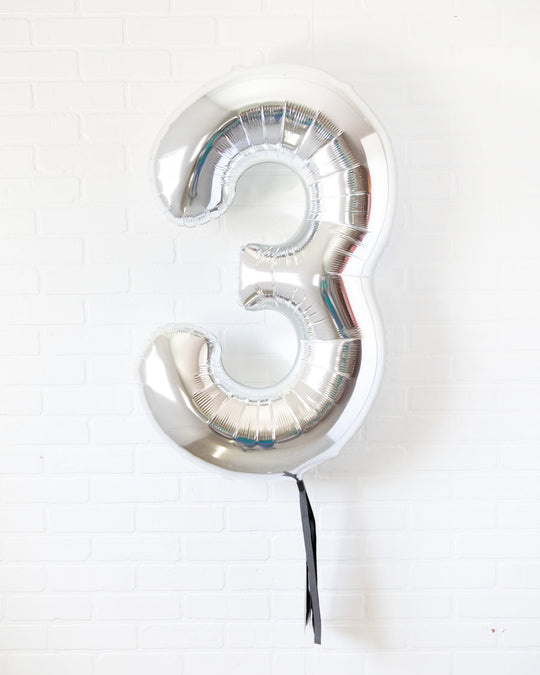 Racecar - 34in Silver Foil Number