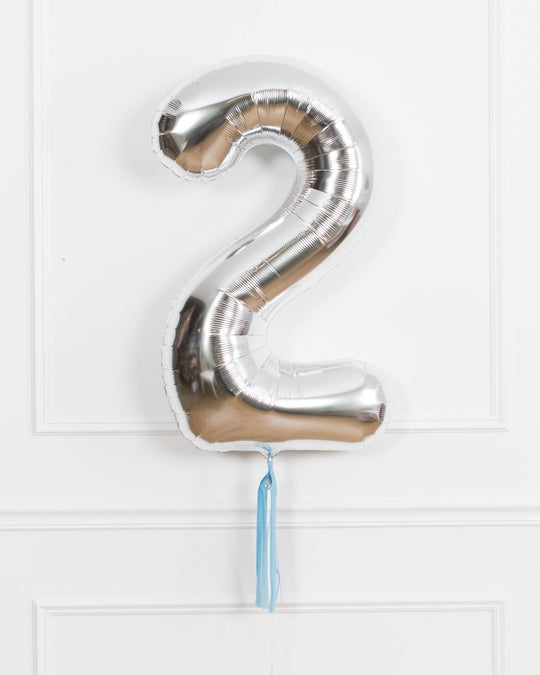 Airplane Theme - 34in Silver Foil Number