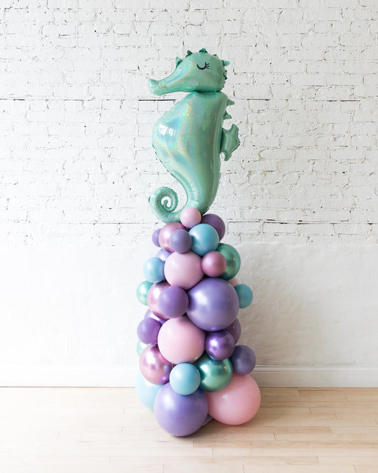 Mermaid Theme Seahorse Balloon Column - 4ft