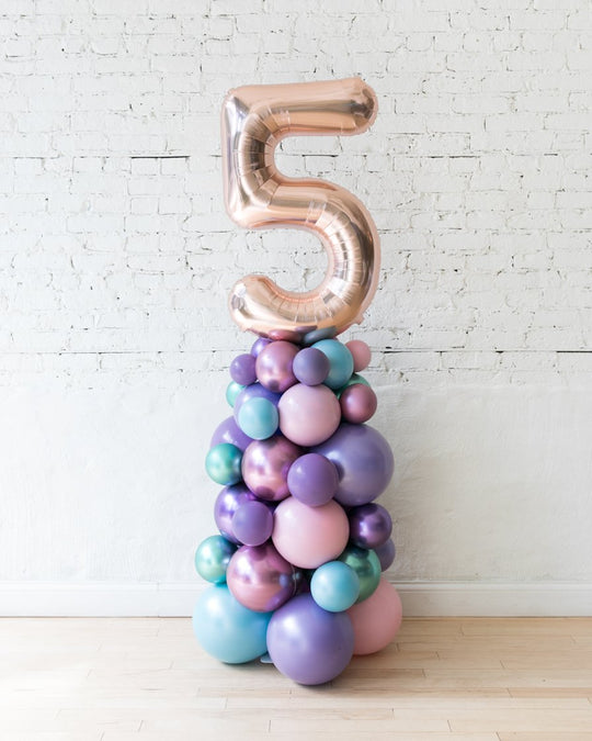 OUTDOOR-Mermaid Theme - Number Balloon Column - 4ft
