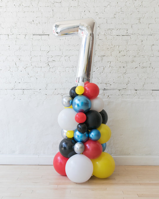 OUTDOOR-Customizable Superhero Theme Number Balloon Column - 4ft