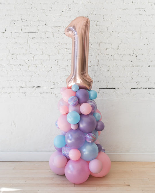Unicorn Theme - Customizable Foil Number Balloon Column - 4ft
