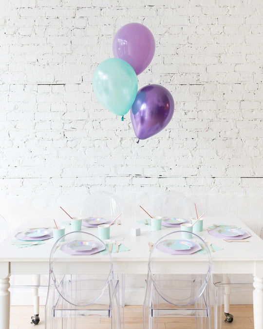 Mermaid Theme 11in Balloons Centerpiece - bouquet of 3