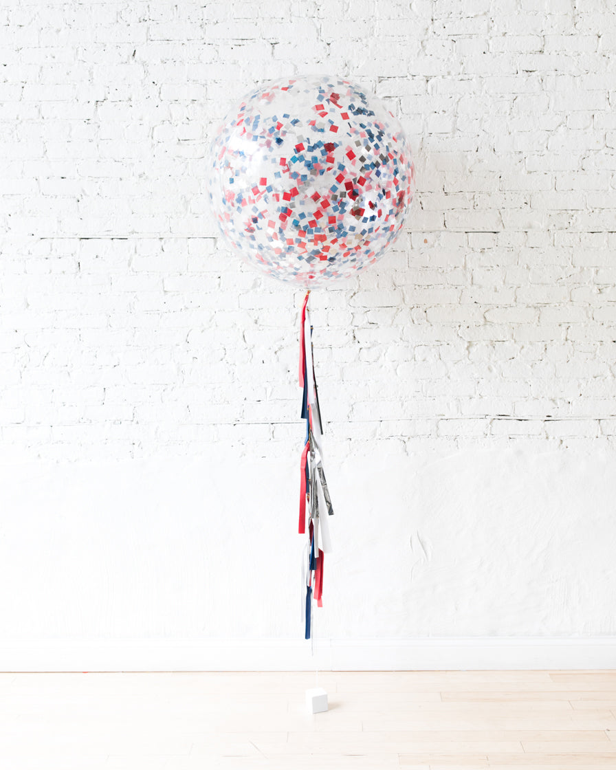 OUTDOOR-Red, White & Blue Confetti Giant Balloon and Tassel — Paris312