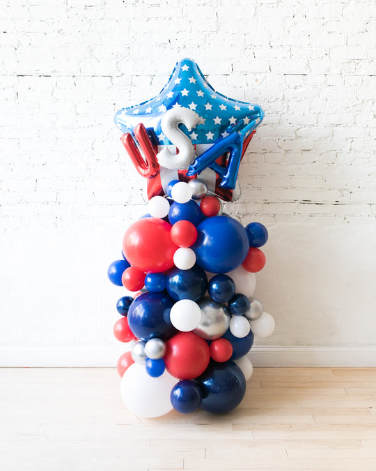 OUTDOOR-USA Star Red, White & Blue Palette Balloon Column - 4ft