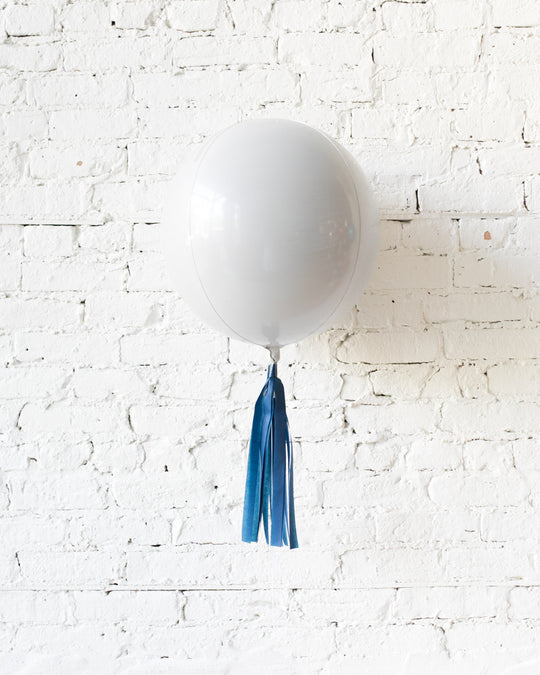 16in White Orb Foil Balloon and Navy Skirt