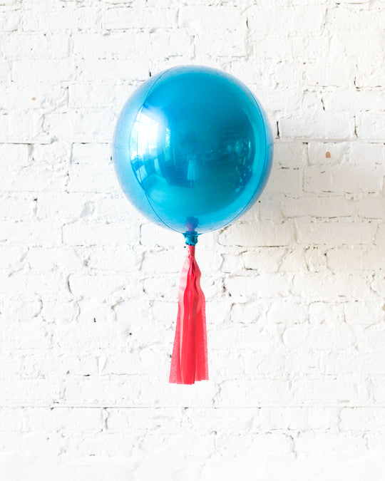 16in Blue Orb Foil Balloon and Red Skirt