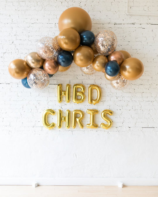 Midnight Copper - Floating Balloon Arch & Personalized Foil Letters Set