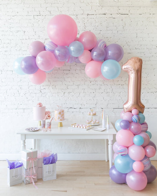 Unicorn Theme - Floating Balloon Arch & Number Column Set