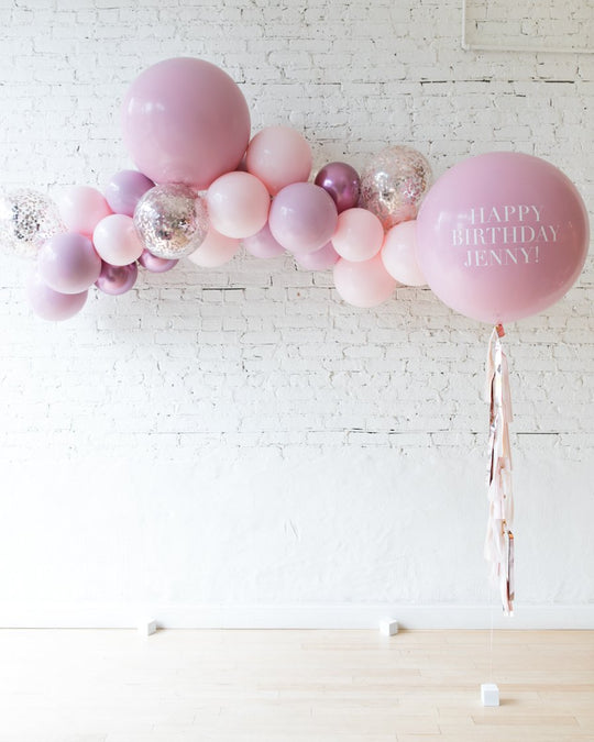 Modern Mauve - Floating Balloon Arch & Personalized Giant Set