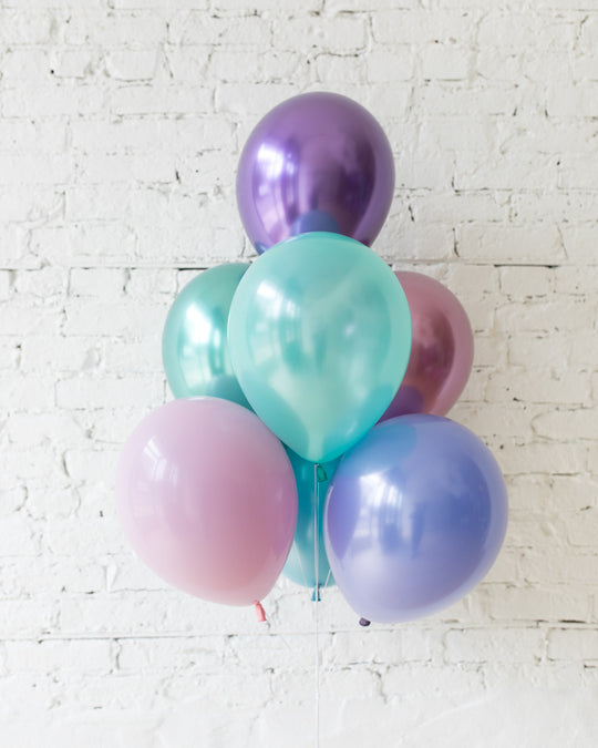 Mermaid Theme 11in Balloons - bouquet of 7