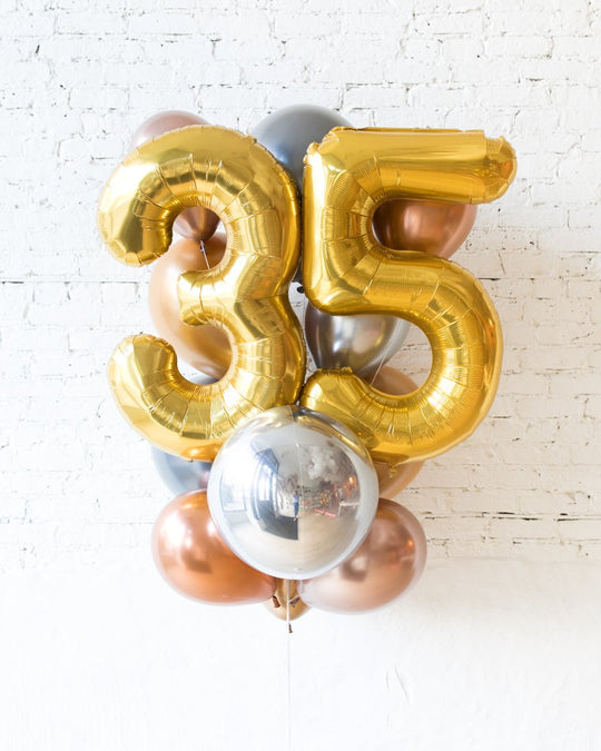 GIFT-Mixed Metals Palette Foil Number and Latex Balloon Bouquet