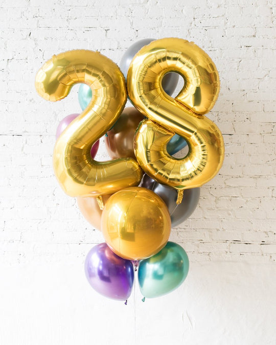 GIFT-All Chrome Palette Foil Number and Latex Balloon Bouquet