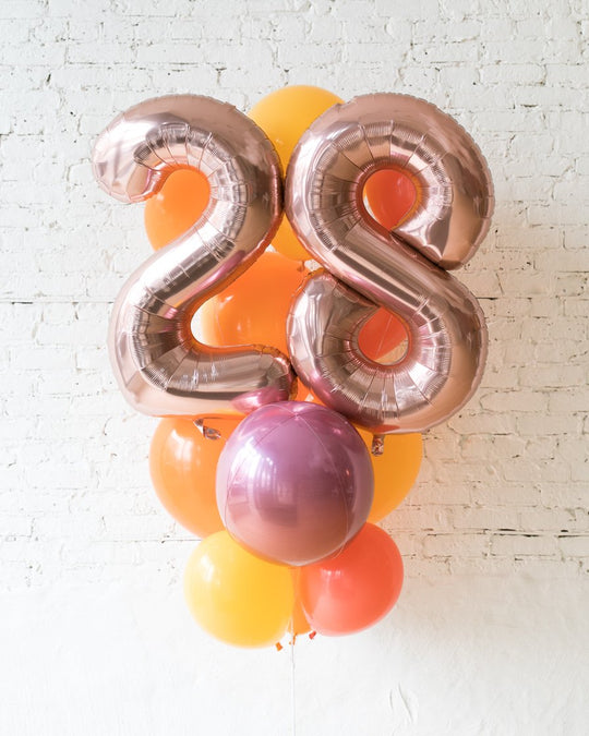GIFT-Sunrise Palette Foil Number and Latex Balloon Bouquet