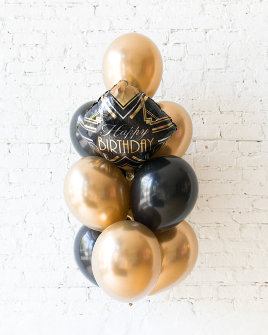Couture - Happy Birthday Foil and 11in Balloons - bouquet of 10
