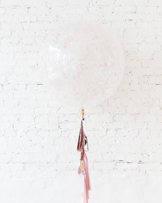 Pink Confetti Giant Balloon and Ombre Pink Tassel