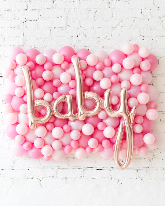 Shades of Pink Palette Baby Script Balloon Backdrop Board - small