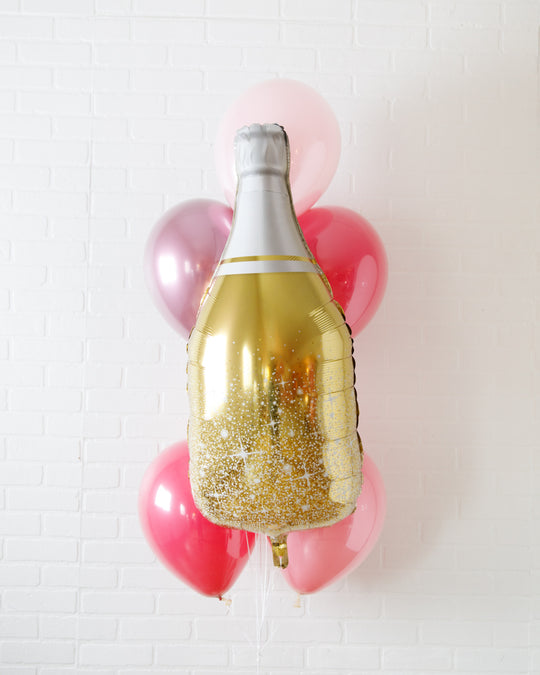 Life in Plastic - Balloons with Gold Champagne Foil - bouquet of 6