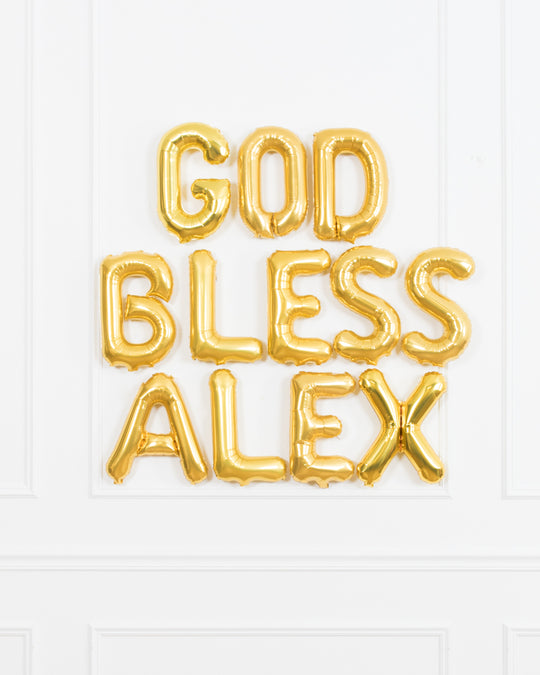 16in "GOD BLESS Name" Foil Balloon Set