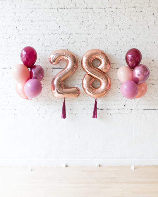 Berry Blush - Numbers & 11in Balloon Bouquets Set