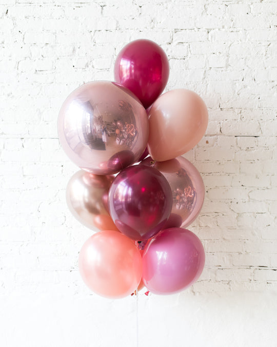 Berry Blush - Orbs and 11in Balloons - bouquet of 10