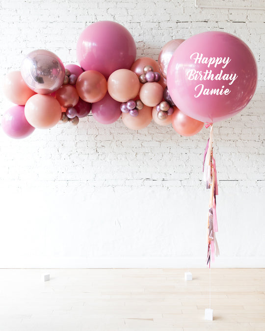 Berry Blush - Floating Balloon Arch & Personalized Giant Balloon Set