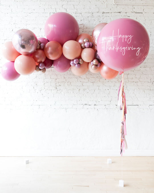 Berry Blush - Floating Balloon Arch & Happy Thanksgiving Giant Balloon Set