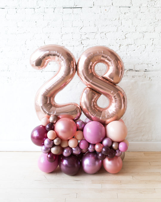 Berry Blush - Foil Number on Balloon Pedestal - 3ft