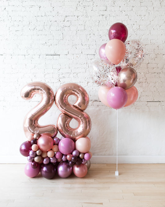 Berry Blush - Confetti Bouquet & Number Pedestals Set