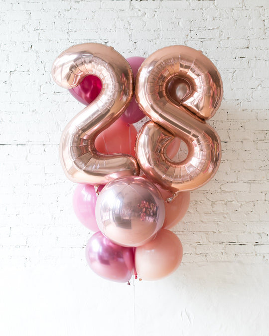 Berry Blush - Foil Number and latex Balloons - 13 balloons