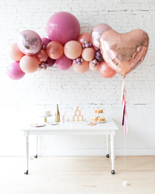 Berry Blush - Floating Arch & Heart Foil Balloon Set