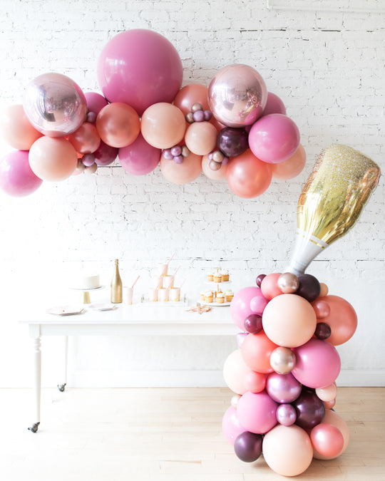 Berry Blush - Floating Balloon Arch & Champagne Column Set