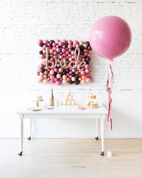 Berry Blush - BRIDE Balloon Backdrop Board & Giant Balloon Set